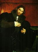 Lorenzo Lotto Portrat eines Edelmannes mit Lowentatze oil on canvas